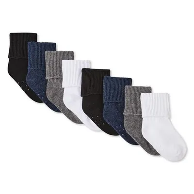 George Infant Boys 8Pk Cuff Socks With Grippers Assorted 0-3