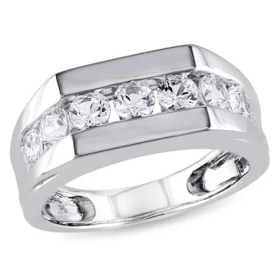 Miabella 1.20 Carat T.G.W. Created White Sapphire Sterling Silver Men's Fashion Ring White 11