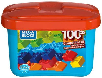 Mega Bloks Junior Builders Building Tub With Building Blocks- 100 Pieces Multi