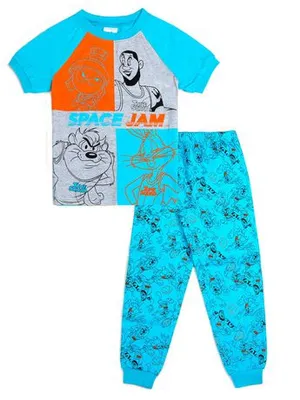 Space Jam Two Piece Pajama Set For Boys Blue M