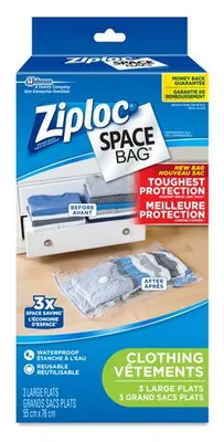 Ziploc Space Bag Travel Clothes Storage Bags for Suitcase, 6-pk