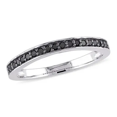 Miabella 1/5 Carat T.W. Black Diamond Sterling Silver Semi-Eternity Anniversary Ring Black 6