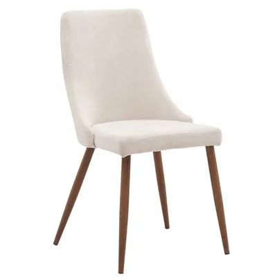 Worldwide Homefurnishings Inc Set Of 2 Mid-Century Fabric & Metal Side Chair In Beige Beige