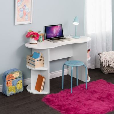 Prepac 47.75 In W X 29 In H X 20.25 In D Kurv Compact Student Desk With Storage White