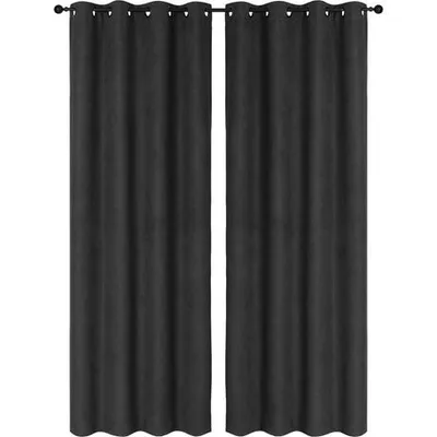 Safdie & Co. Curtain Faux Suede 84L Black Black 84"Wx54"L