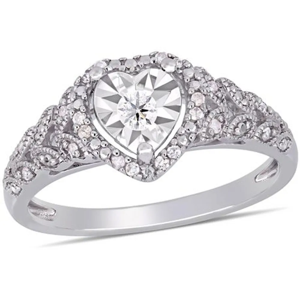 14K White Gold 1ct TDW Princess-Cut Diamond Engagement Ring Set - Walmart .com