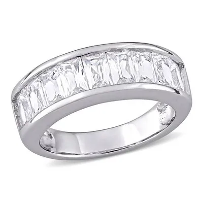 Miabella 2-3/4 Carat T.G.W Created White Sapphire Sterling Silver Semi-Eternity Ring White 5