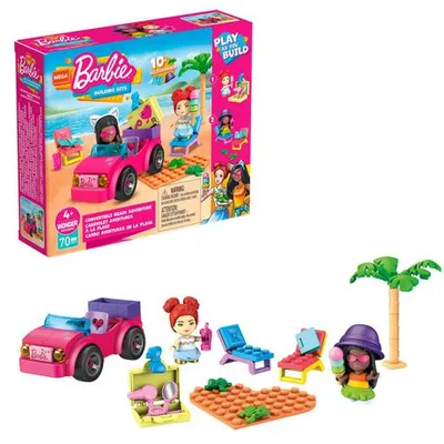 Mega Construx Barbie Convertible Beach Adventure - 70 Bricks Multi
