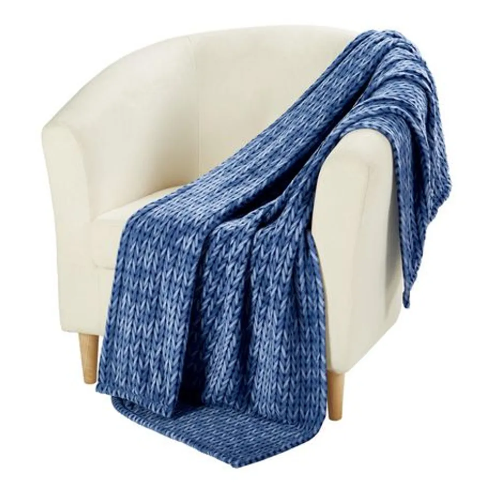 Mainstays Soft Plush Throw Blue Knit Other