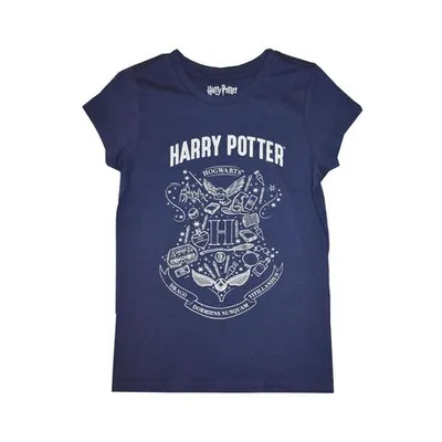 Girls Harry Potter Glitter T-Shirt Navy S