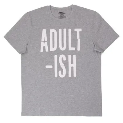 Action Apparel Men's "Adult-Ish" Short Sleeve T-Shirt Grey M