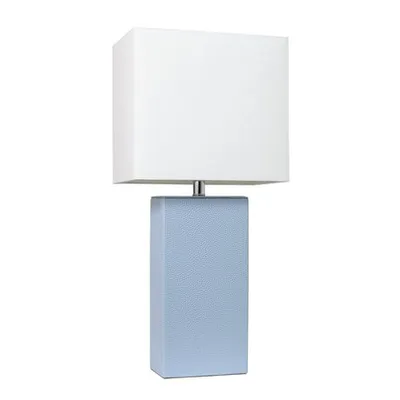 Elegant Designs Modern Leather Table Lamp With White Fabric Shade Periwinkle Unisex