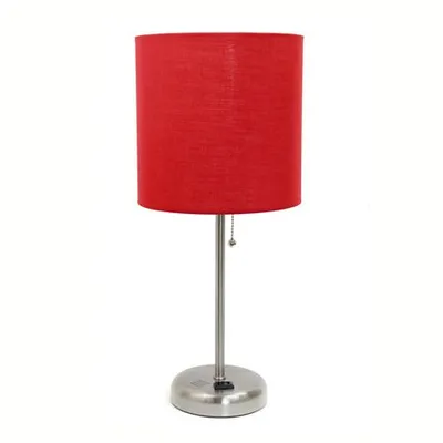 Limelights Stick Lamp With Charging Outlet And Fabric Shade Red Unisex