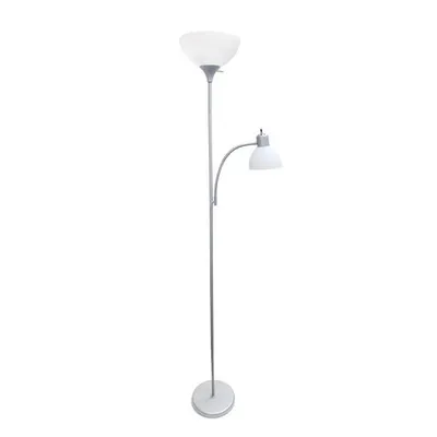 Simple Designs Floor Lamp With Reading Light Silver Unisex