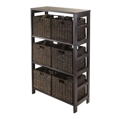 Winsome Trading Inc. Granville 7 Piece Storage Shelf With 6 Foldable Baskets Espresso