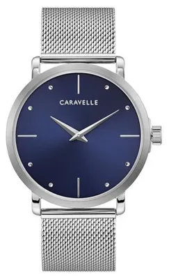 Caravelle Mens Silver-Tone Quartz Watch Silver Standard