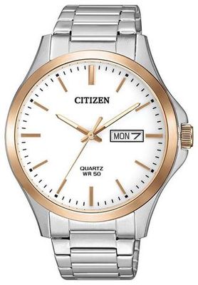 Citizen Men's Rose Gold-Tone Quartz Watch Silver Standard