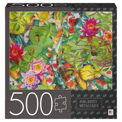 Cardinal Games 500-Piece Jigsaw Puzzle With Foil Accents, Koi Pond Multi