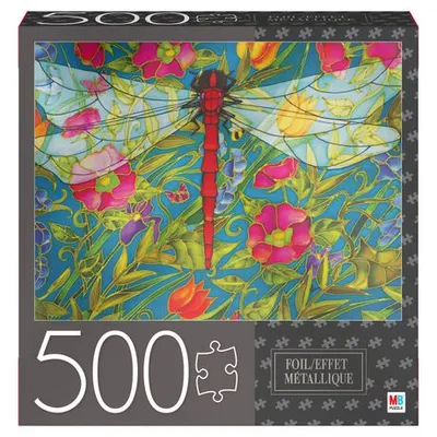 Cardinal Games 500-Piece Jigsaw Puzzle With Foil Accents, Red Dragonfly Multi