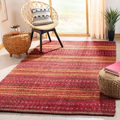 Safavieh Natural Fiber Ombre Striped Area Rug Red / Gold 6 Ft. X 9 Ft.