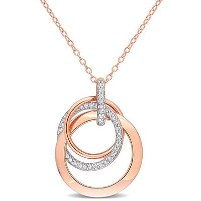Miabella 1/5 Carat T.W. Diamond Rose-Plated Sterling Silver Multi Circle Necklace Pink One Size