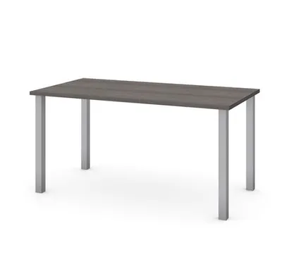 Bestar Universel 59W Table Desk With Square Metal Legs In Bark Grey Bark Grey H: 29.5In