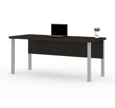 Bestar Pro-Linea 71W Table Desk With Square Metal Legs In Deep Grey Deep Grey H: 29.5In