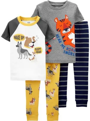 Child Of Mine By Carter's Child Of Mine Made By Carter's Toddler Boys' 4-Piece Pyjama -Dog Grey 12 Months