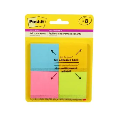 Post - It Post-It Super Sticky Notes F220-8Ssau, Rio De Janeiro Collection, 25 Sheets Per Pad, 8 Pads Per Pack Assorted Colours 2 In X 2 In