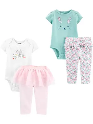 Child Of Mine By Carter's Child Of Mine Made By Carter's Infant Girls' Body Suit Pant Set- Floral Teal 18 Months