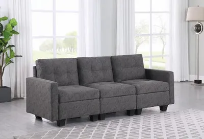 Brassex Inc Allegra 3-Seater Sofa, Grey Grey 30