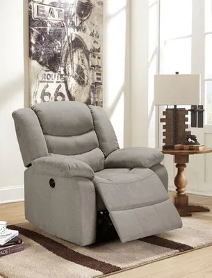 K-Living Rosa Power Recliner Cosmo Fabric Chair In Grey Grey Standard