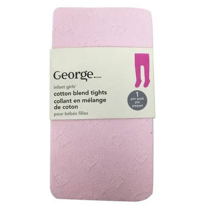 George Infant Girls Cotton Blend Tights 1Pk Pink 2-4