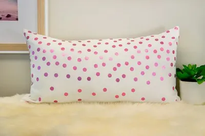 Ivory Park Foil Dots Small Pink Decorative Throw Cushion Pink 26X11-14
