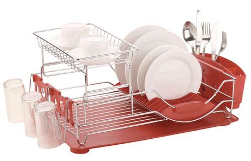 Real Home Deluxe Dish Drainer Chrome/Grey