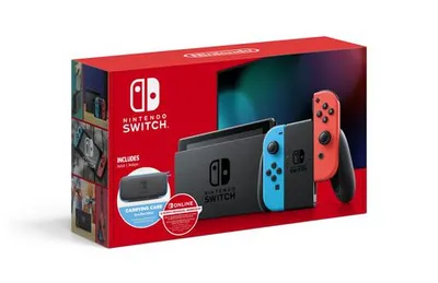 Walmart Exclusive - Nintendo Switch W/ Neon Blue & Neon Red Joy-Con + 12 Month Individual Membership Nintendo Switch Onl Neon Blue/Red