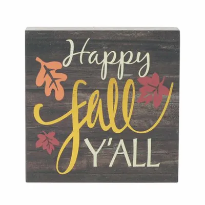 Way To Celebrate! Way To Celebrate Harvest Wood Accent D Cor Block, Fall Y All Multicolor