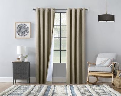 Hillbrooke 100% Total Blackout Grommet Curtain Panel Pair By Thermaplus 52" X 95" (132 Cm X 241 Cm) In Navy Navy 52X95 In