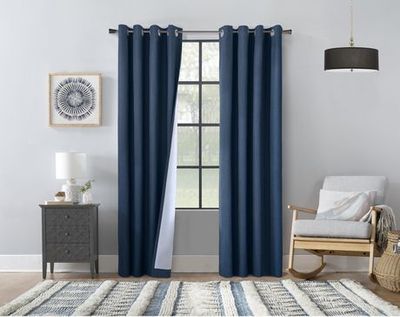 Stockton 100% Total Blackout Grommet Curtain Panel Pair By Thermaplus 52" X 84" (132 Cm X 213 Cm) In Grey Grey 52X84in