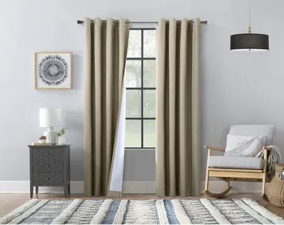 Hillbrooke 100% Total Blackout Grommet Curtain Panel Pair By Thermaplus 52" X 84" In Taupe Taupe 52X84in