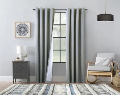 Hillbrooke 100% Total Blackout Grommet Curtain Panel Pair By Thermaplus 52" X 63" In Grey Grey No