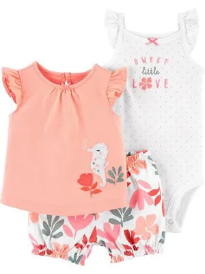 Child Of Mine By Carter's Child Of Mine Made By Carter's Infant Girls' Body Suit Pant Set-Floral Set Pink 3-6 Months