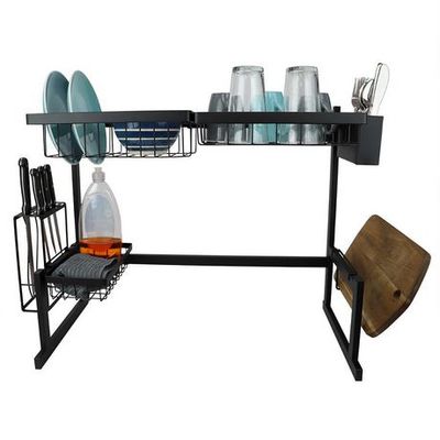 Home Basics Deluxe 2 Tier Dish Rack Black