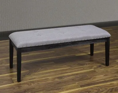K-Living Grey Fabric Upholstered Bench With Studs Grey Standard