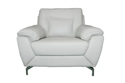 K-Living Bazzo Brazilian Cowhide Leather Chair In Light Grey Light Grey Standard