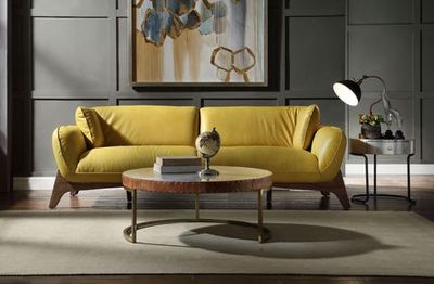 Acme Furniture Acme Pesach Sofa In Mustard Leather Mustard Leather