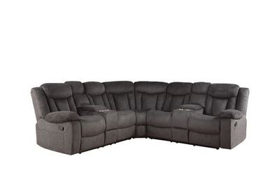 Acme Furniture Acme Rylan Sectional Sofa (Motion) In Dark Brown Fabric Dark Brown Fabric