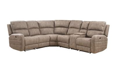 Acme Furniture Acme Olwen Sectional Sofa (Power Motion & Usb) In Mocha Nubuck Mocha Nubuck