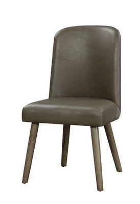 Acme Furniture Acme Waylon Side Chair (Set-2) In Gray Pu & Gray Oak Gray Pu & Gray Oak