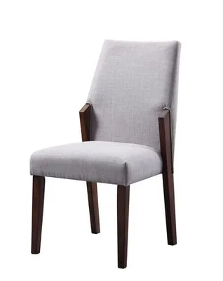 Acme Furniture Acme Benoit (Bernice) Side Chair (Set-2) In Fabric & Brown Fabric & Brown